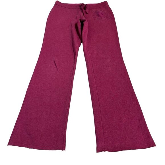 Vintage Express Tricot Fleece Pant Pink Wide Leg Pull On Sequin Logo 90s Y2K - Picture 3 of 9